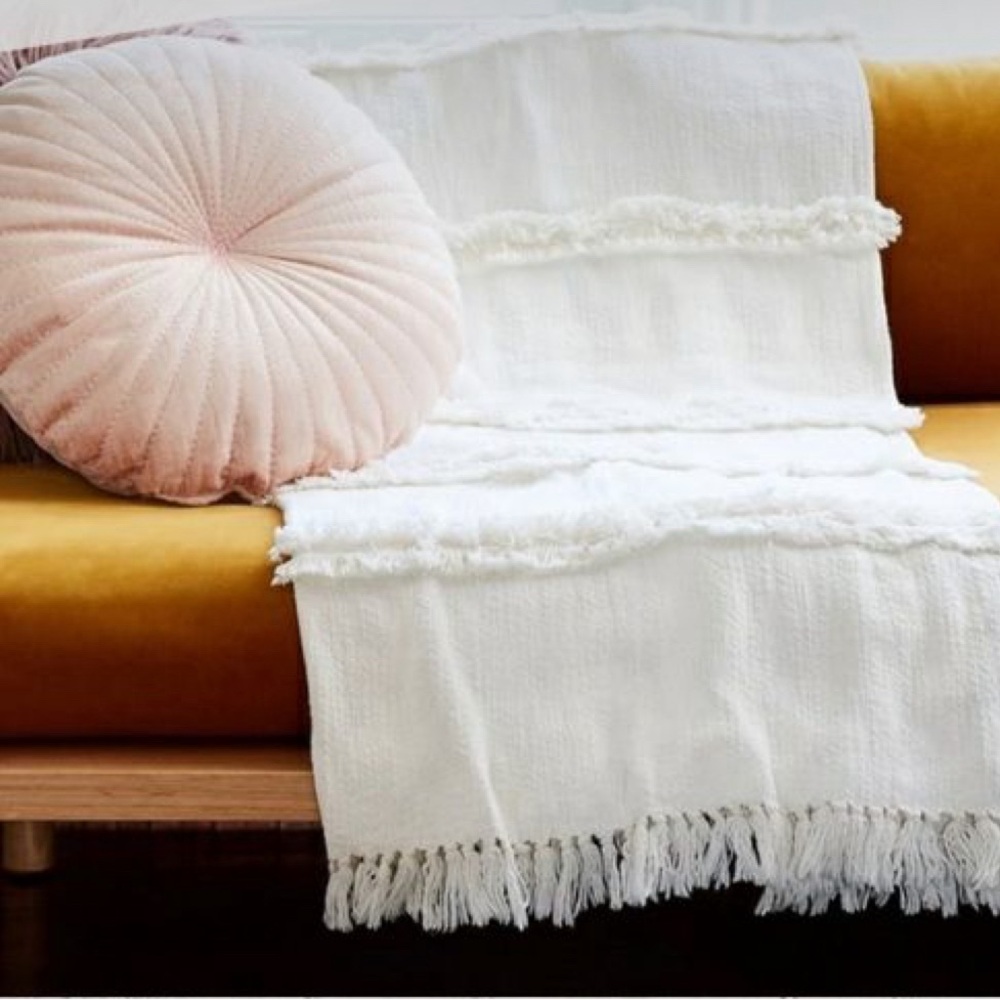 Uncommon James Textured Layered Fringe Throw…used for staging only C27